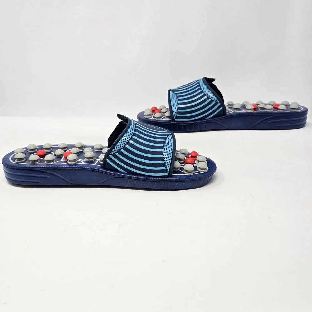 BYRIVER Acupressure Massage Slippers Navy Blue Sandals Size L Mens 9-10